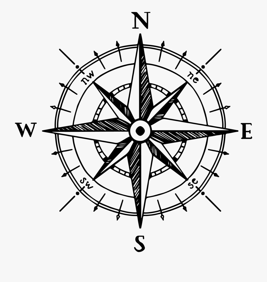 North Compass Rose Drawing - Compass Rose Hand Drawn, Transparent Clipart