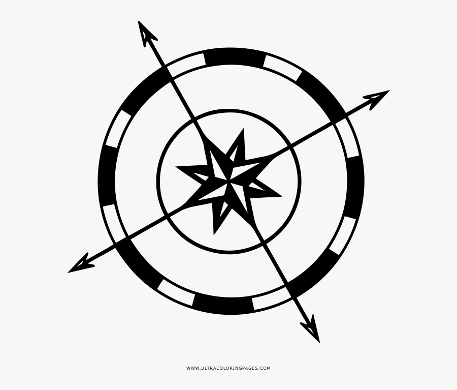 Compass Rose Coloring Page - Silhouette Compass Rose Clipart, Transparent Clipart