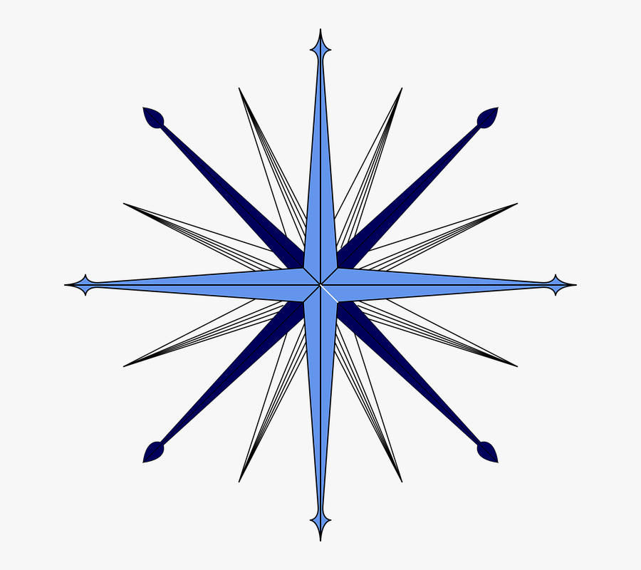 Compass Rose, Sky, East, West, Guide, Blue, South - Rose Des Vents Bleu, Transparent Clipart