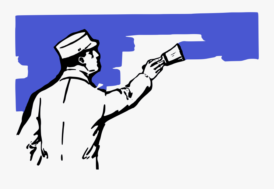 Paint Rollers Clip Art - Cartoon Man Painting Wall, Transparent Clipart
