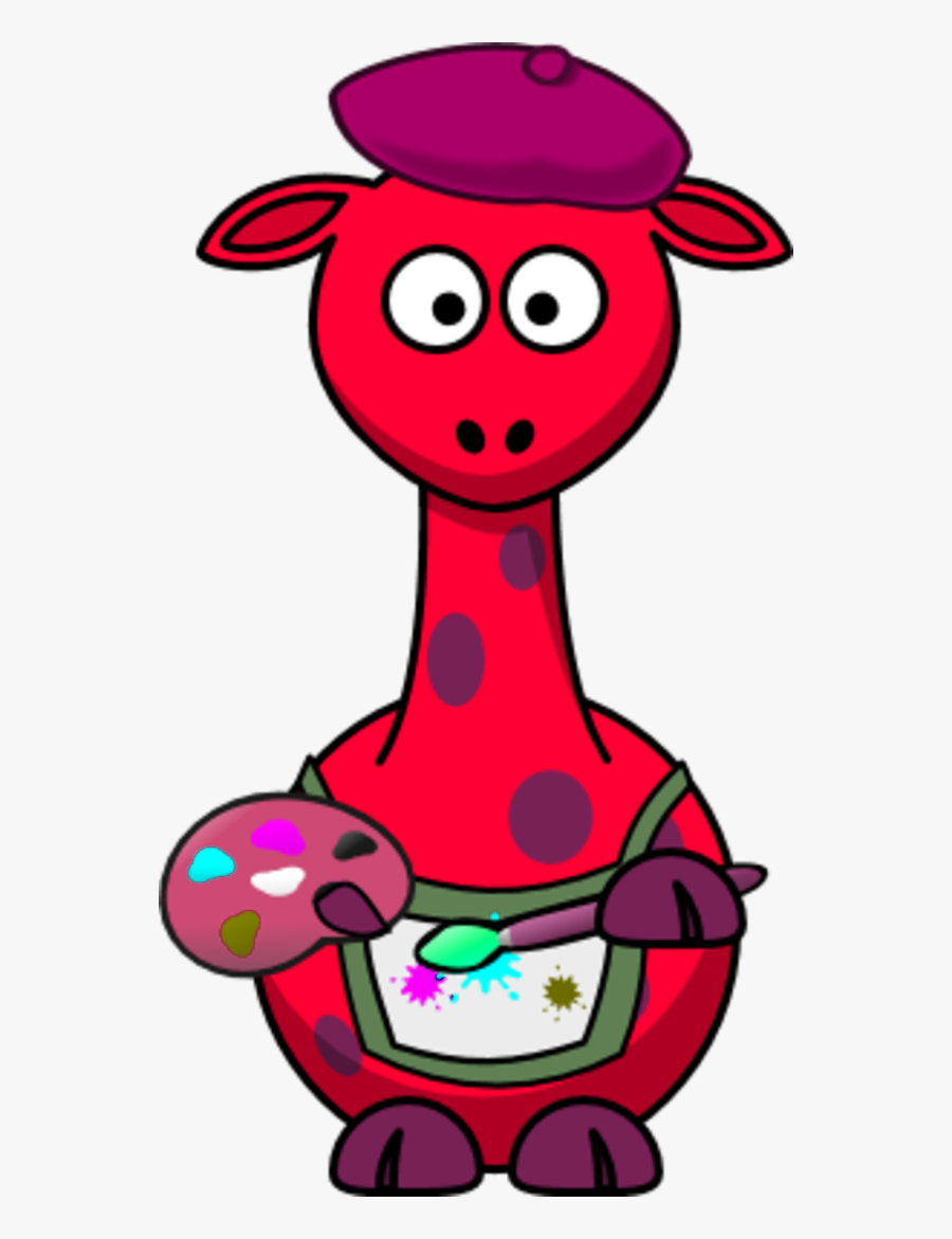 Giraffe As A Painter Artist - Purple Giraffe, Transparent Clipart