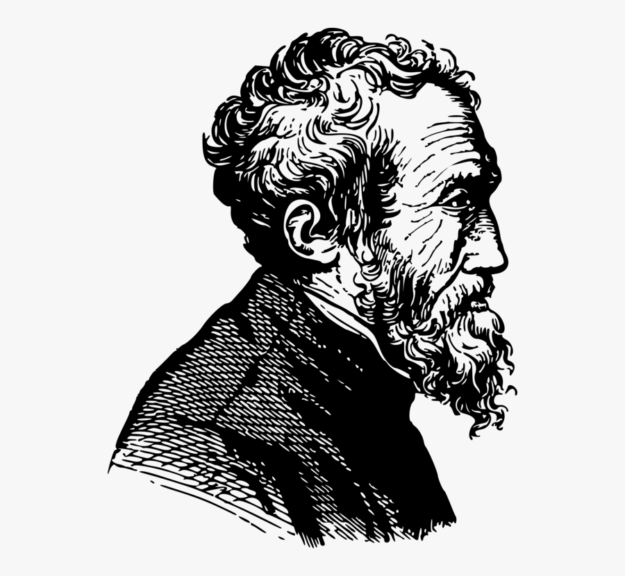 Art,monochrome Photography,facial Hair - Michelangelo Black And White, Transparent Clipart