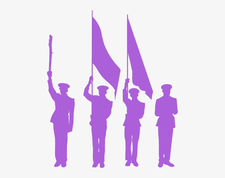 Army Color Guard Silhouette, Transparent Clipart