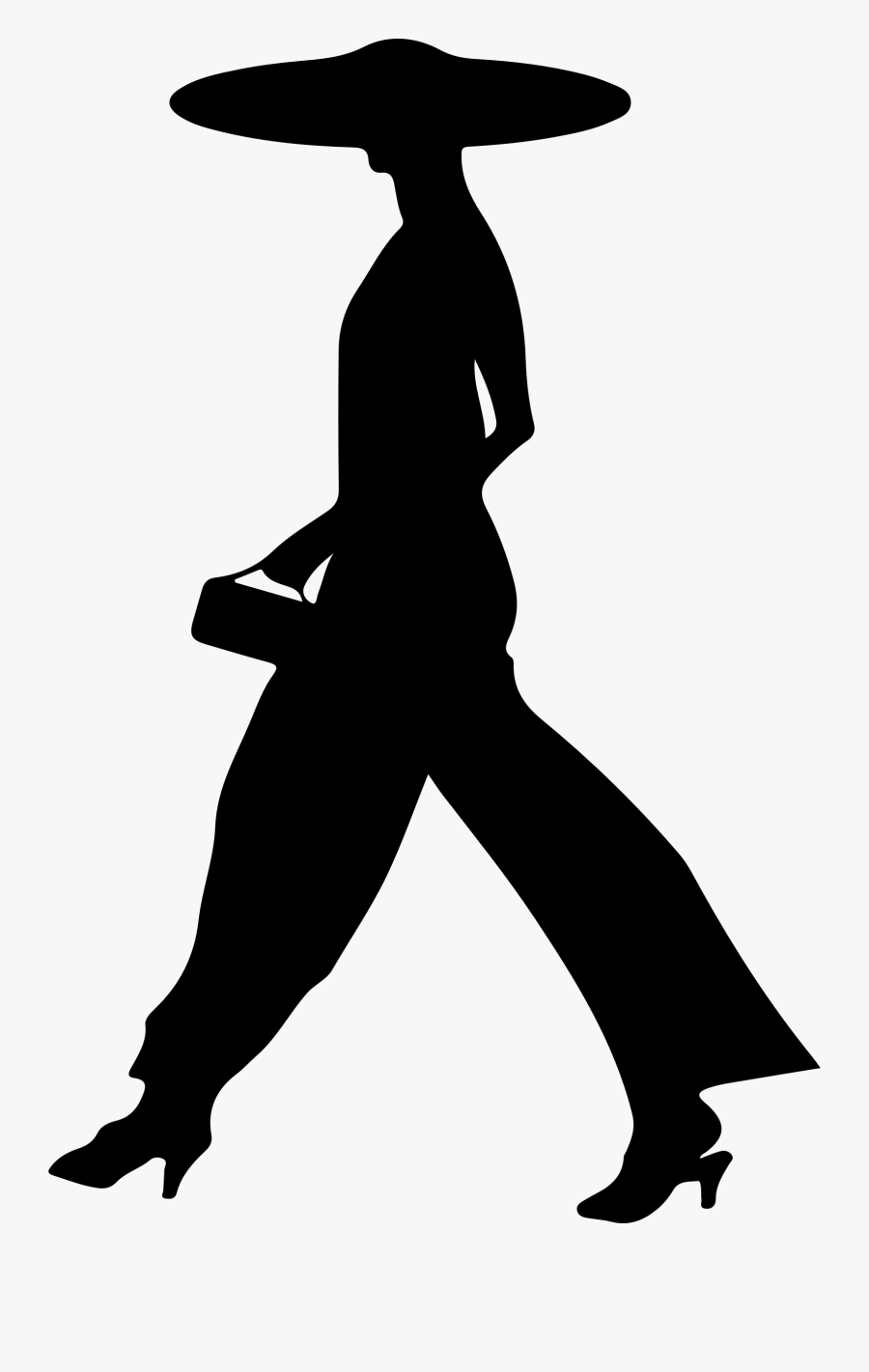 Clip Art Stage Actors Clipart Walking - Women With A Hat Silhouette, Transparent Clipart