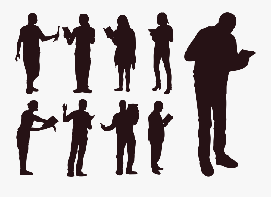 People Reading A Poem - People Reading Silhouette Png, Transparent Clipart
