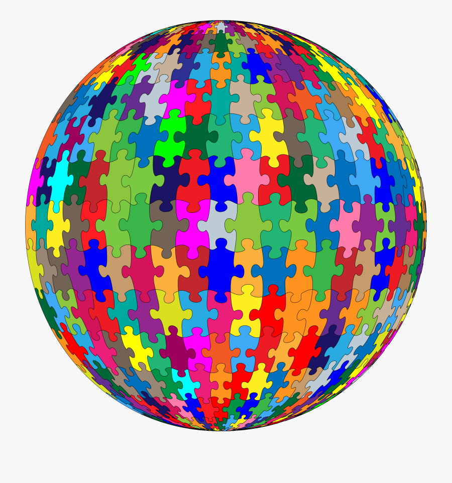 Multicolored Jigsaw Puzzle Pieces Sphere Clip Arts - Multi Colored Puzzle Pieces, Transparent Clipart