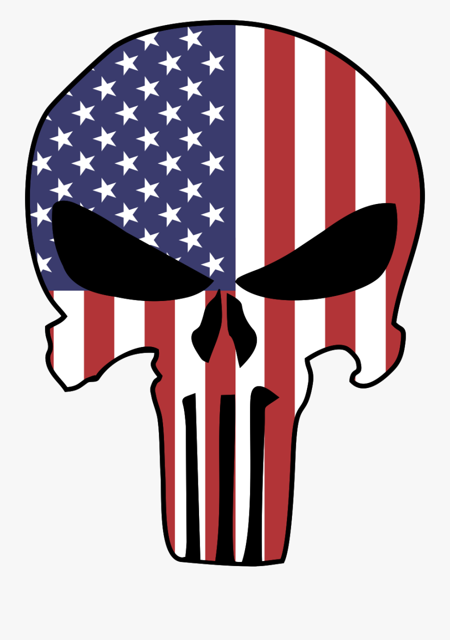 Punisher Logo American Flag, Transparent Clipart