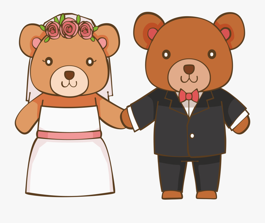 Clip Art Collection Of Free Fries - Teddy Bear Married Cartoon, Transparent Clipart