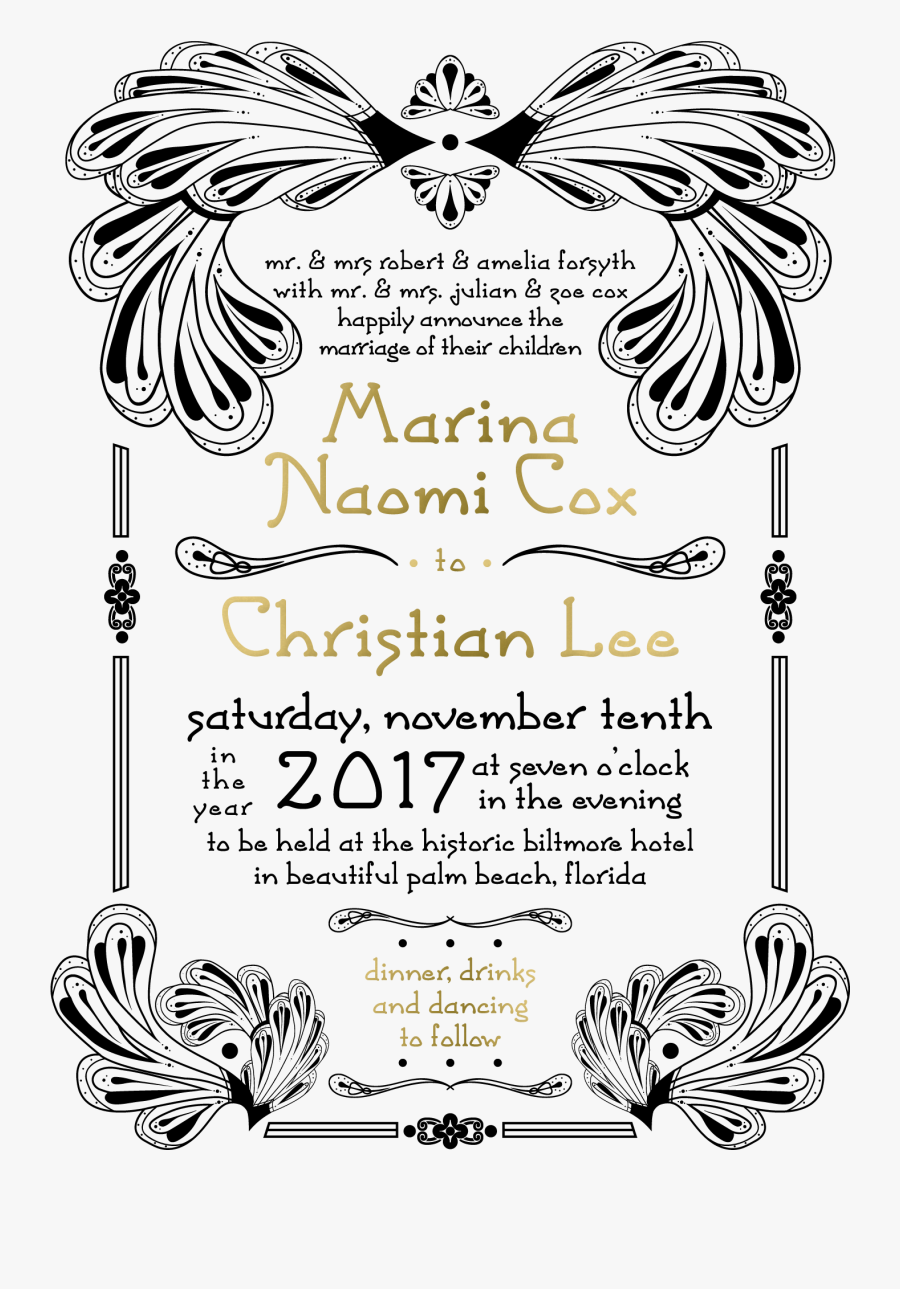 Clip Art Gatsby Invitations Red S - Illustration, Transparent Clipart