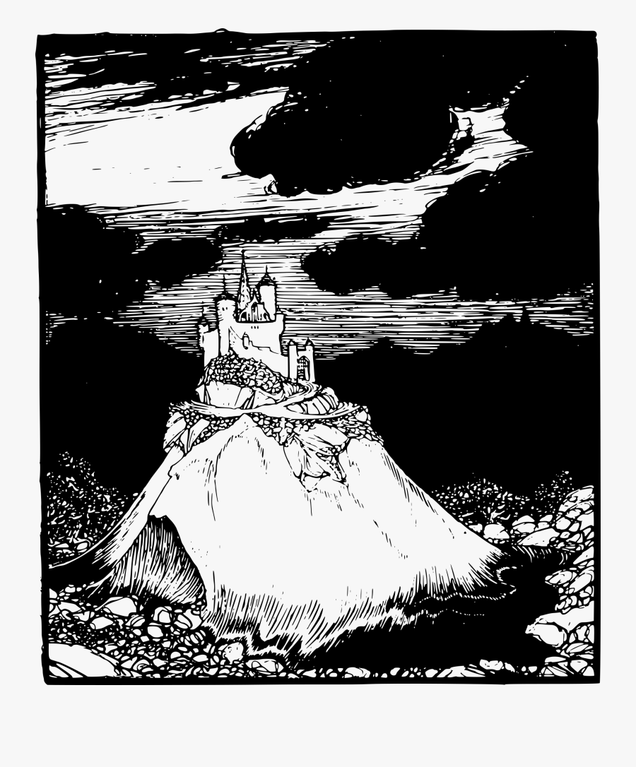 Castle On A Hill Clipart Black And White Download - Raven Grimm Fairy Tales, Transparent Clipart