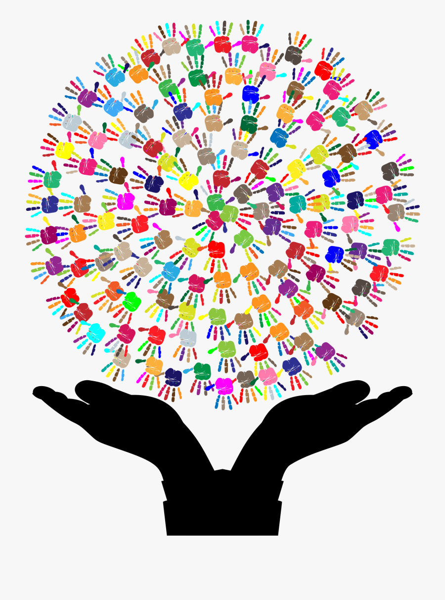 Prismatic Hands Tree Royalty Free - Hands Holding Up A Tree, Transparent Clipart