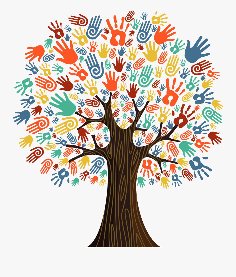 Charter On Social Responsibility - Tree With Hand Prints, Transparent Clipart