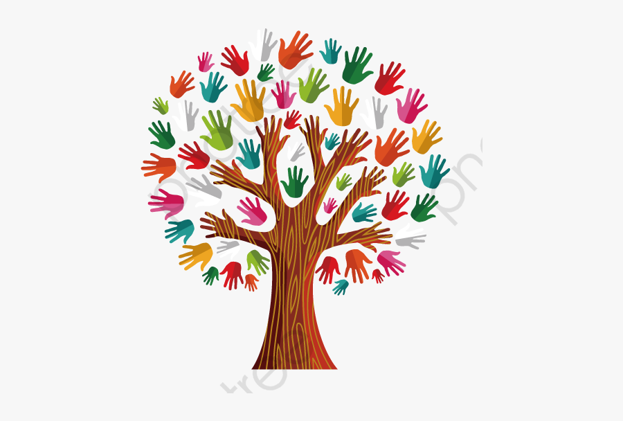 Trees Fingerprints Vector Png - Tree With Handprint Leaves, Transparent Clipart