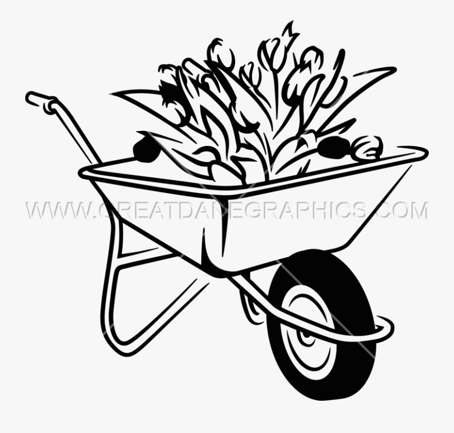28 Collection Of Wheelbarrow Drawing Easy - Drawing Of A Wheelbarrow, Transparent Clipart