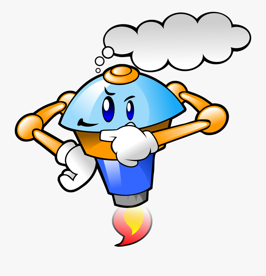 Funny, Robot, Think, Thinking - Thinking Robot Clip Art, Transparent Clipart