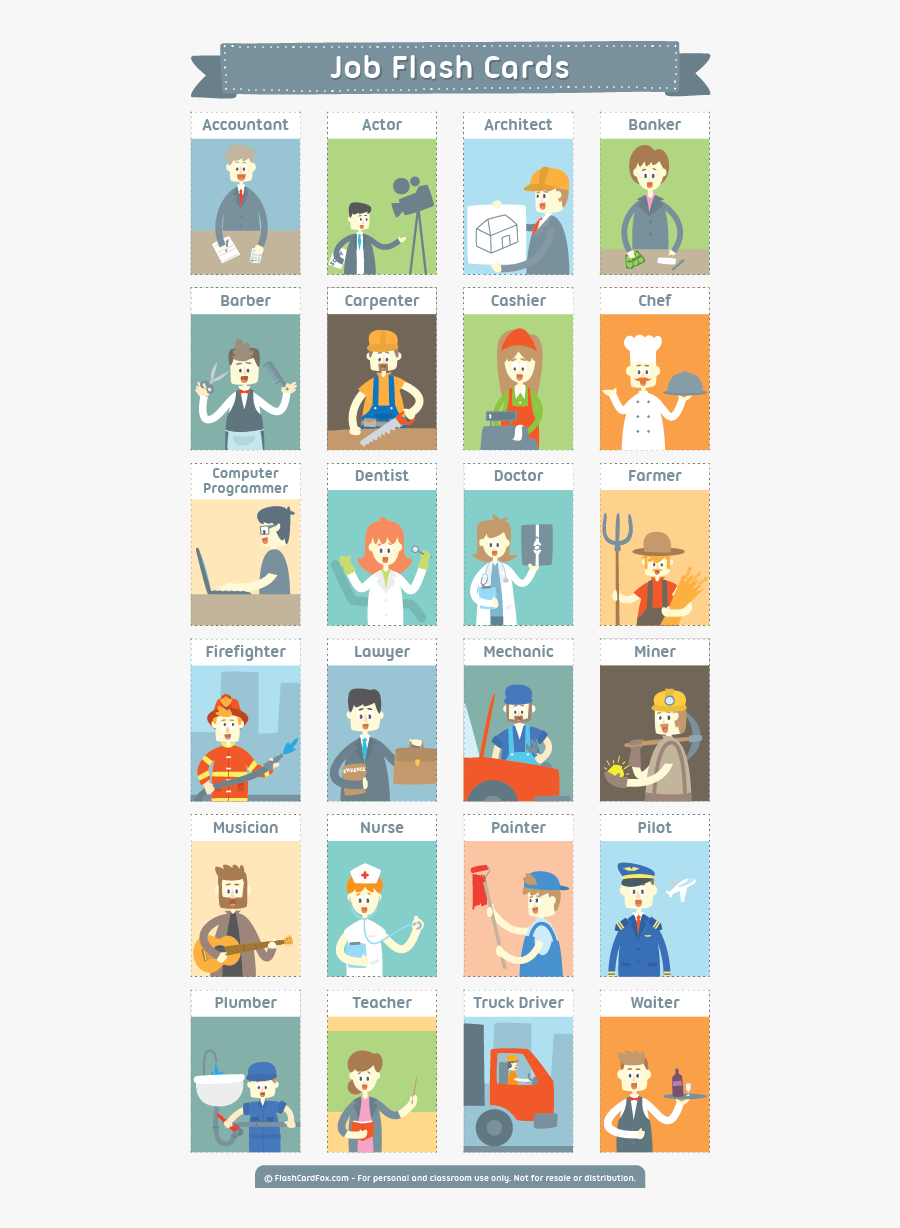 Free Printable Job Flash Cards - Free Printables Jobs Flash Cards, Transparent Clipart