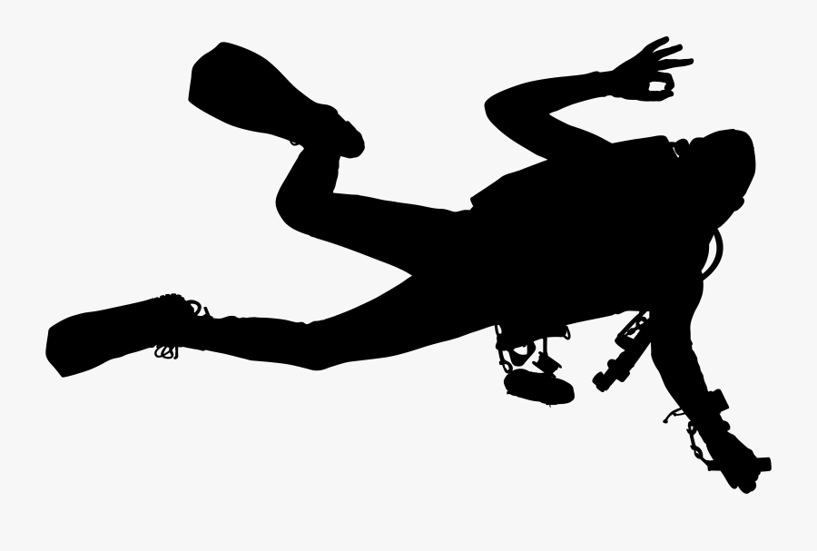 Scuba Diving Speargun Underwater Diving Spearfishing - Silhouette Transparent Diver Png, Transparent Clipart