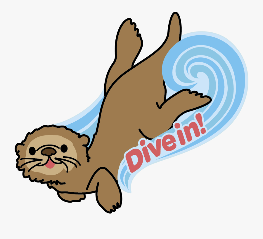 "dive In - Cartoon Otter Diving, Transparent Clipart