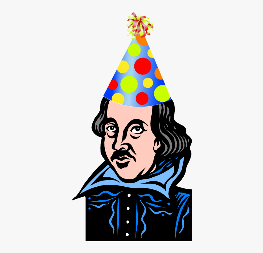 Cartoon Shakespeare With Birthday Hat - William Shakespeare Birthday Cartoon, Transparent Clipart