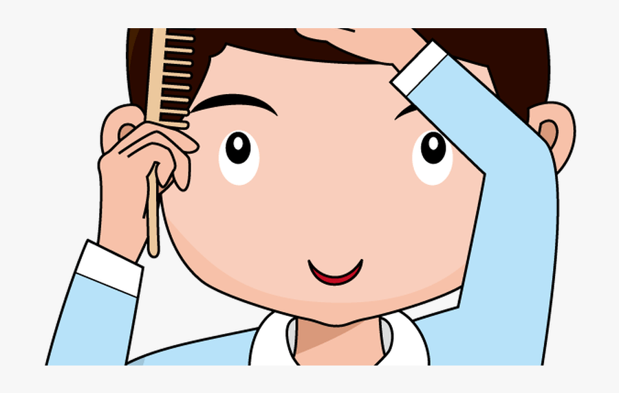Jpg Transparent Library Combing Black And White Vector - Boy Brushing Hair Clipart, Transparent Clipart