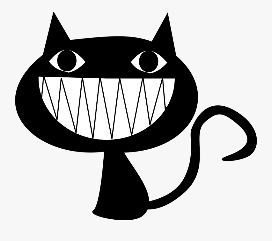 Cat Smile - Cartoon Black Cat Cute, Transparent Clipart