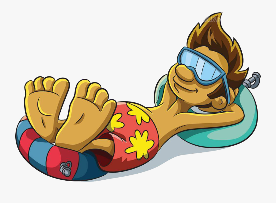 Cartoon Beach Vacation Boy - Relax Cartoon, Transparent Clipart