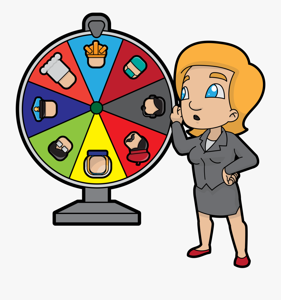 Working Clipart Career - Spin The Wheel Cartoon Clipart, Transparent Clipart