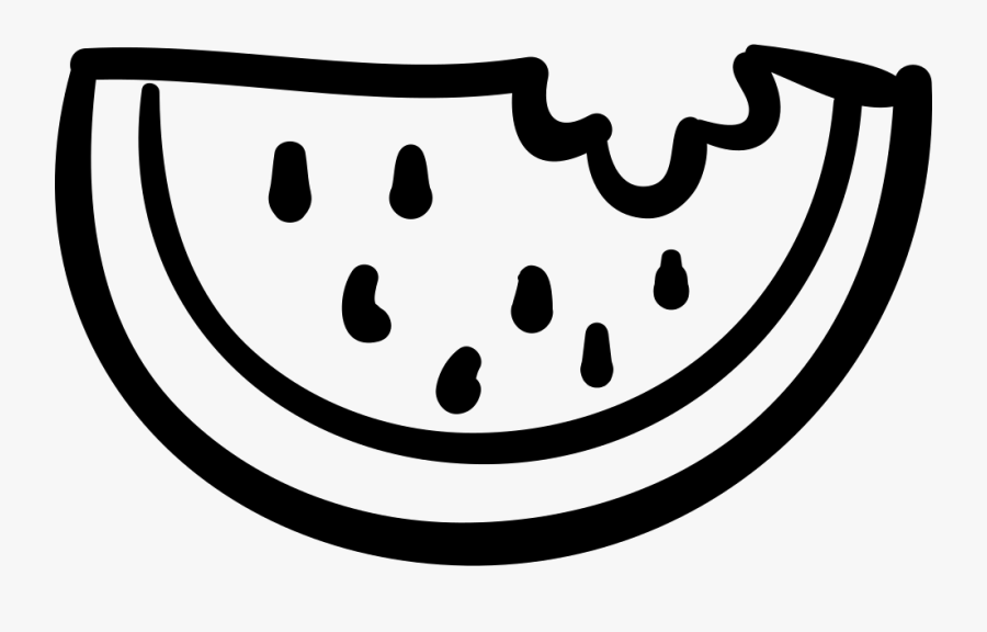 Watermelon Outlined Slice - Summer Black And White Png, Transparent Clipart