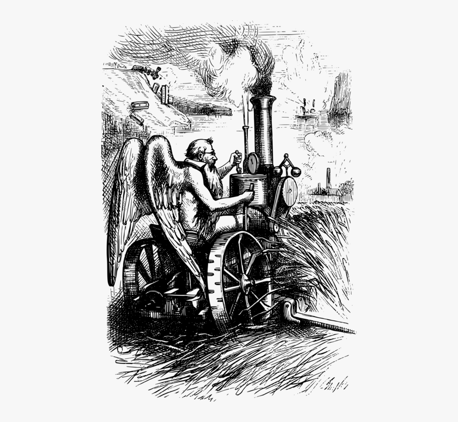 Chariot,art,monochrome Photography - Angel In Heaven And Tractor Drawing, Transparent Clipart