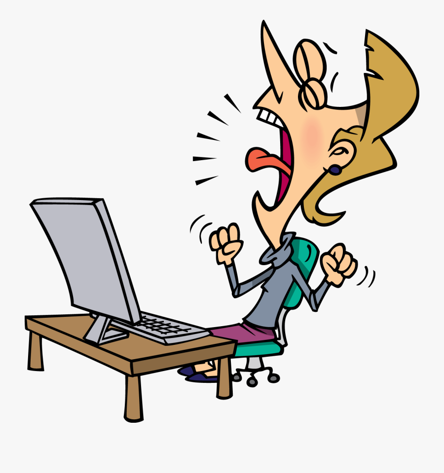 Frustrated Woman With A Computer - Drive Me Crazy Cartoon, Transparent Clipart