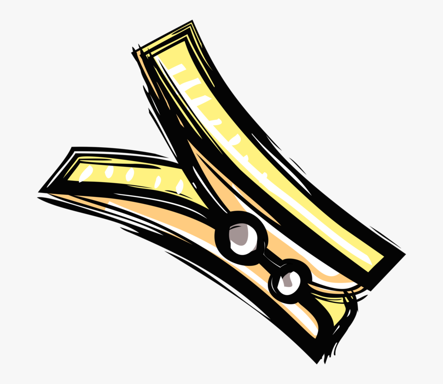 Vector Illustration Of Clothespin Or Clothes-peg Fastener, Transparent Clipart