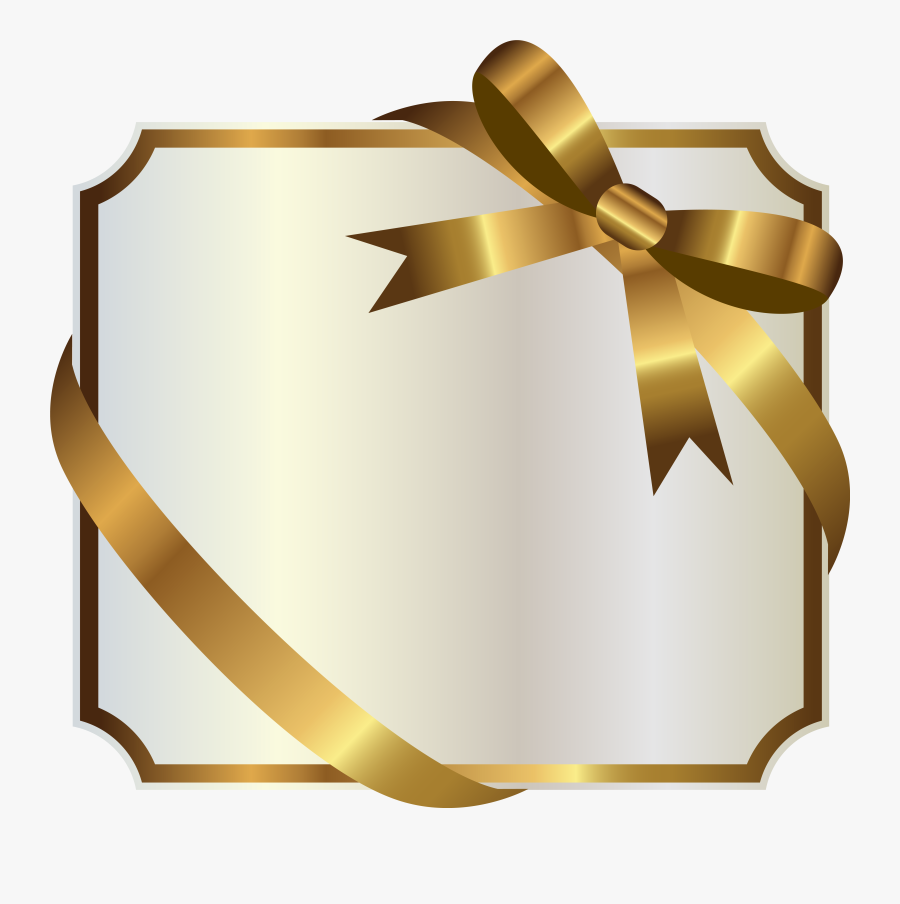 Picture Royalty Free Download White Label With Gold - Gold Ribbon Label Png, Transparent Clipart
