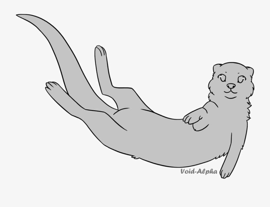 Cute Otter Lineart - Otter Fursona Base, Transparent Clipart