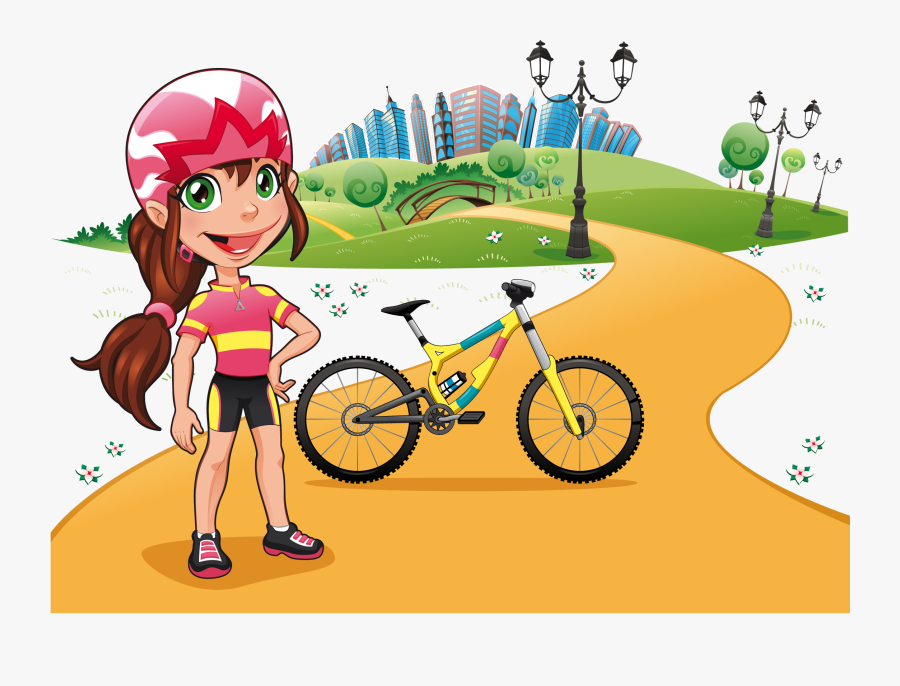 Cartoon Stock Photography Clip Art - Caricatura De Bicicletas En Parque, Transparent Clipart