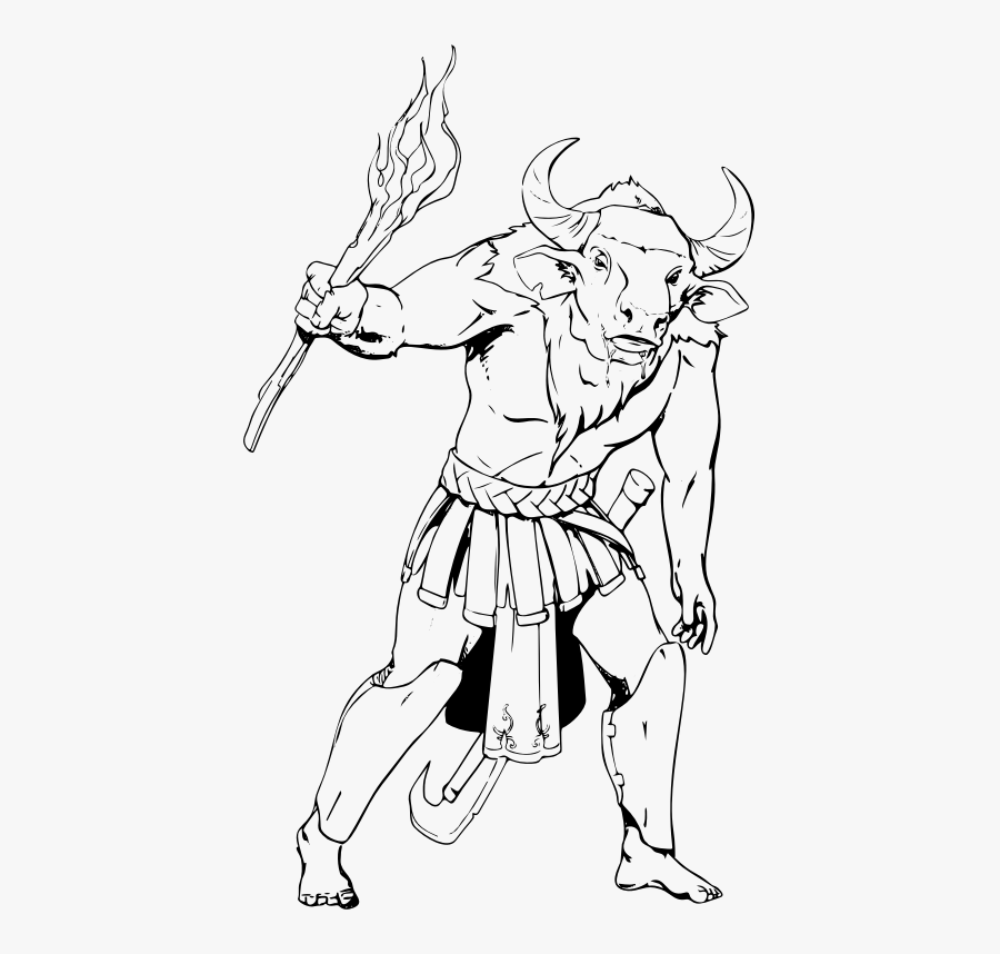 Minotaur By Ladyofhats - Minotaur Coloring Page, Transparent Clipart