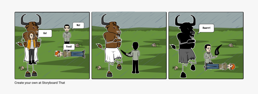 Percy Fighting The Minotaur, Transparent Clipart