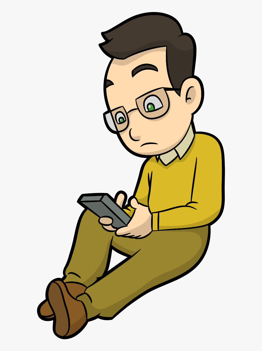 Cartoon Picture Of A Man Texting, Transparent Clipart