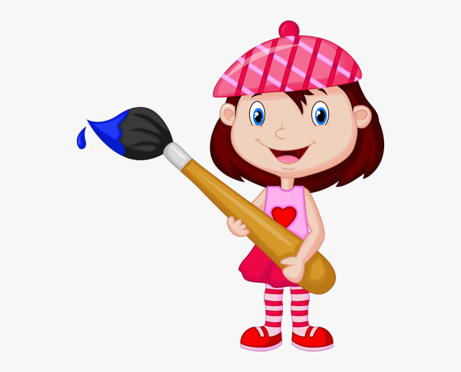 Little Girl Cartoon, Little Girls, Crafty Kids, Art - Painting By Girl Clipart, Transparent Clipart