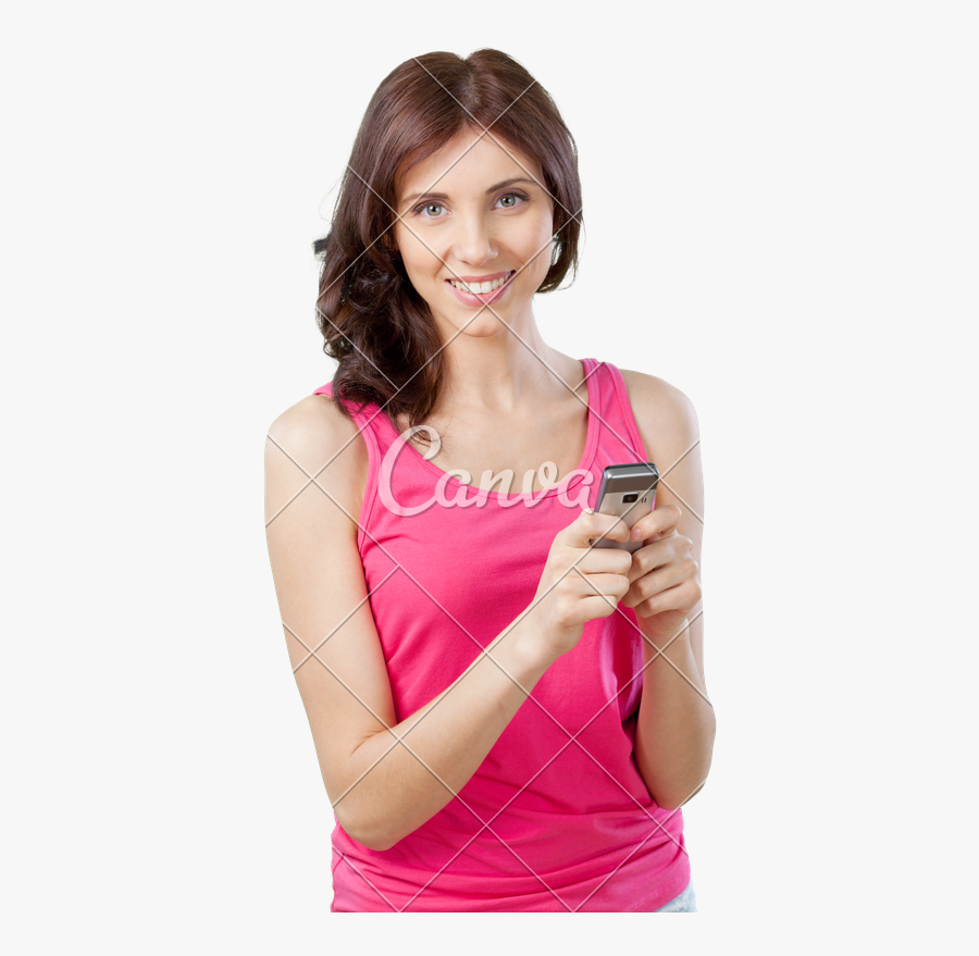 Woman Texting On Cell Phone - Indian Excited Woman, Transparent Clipart