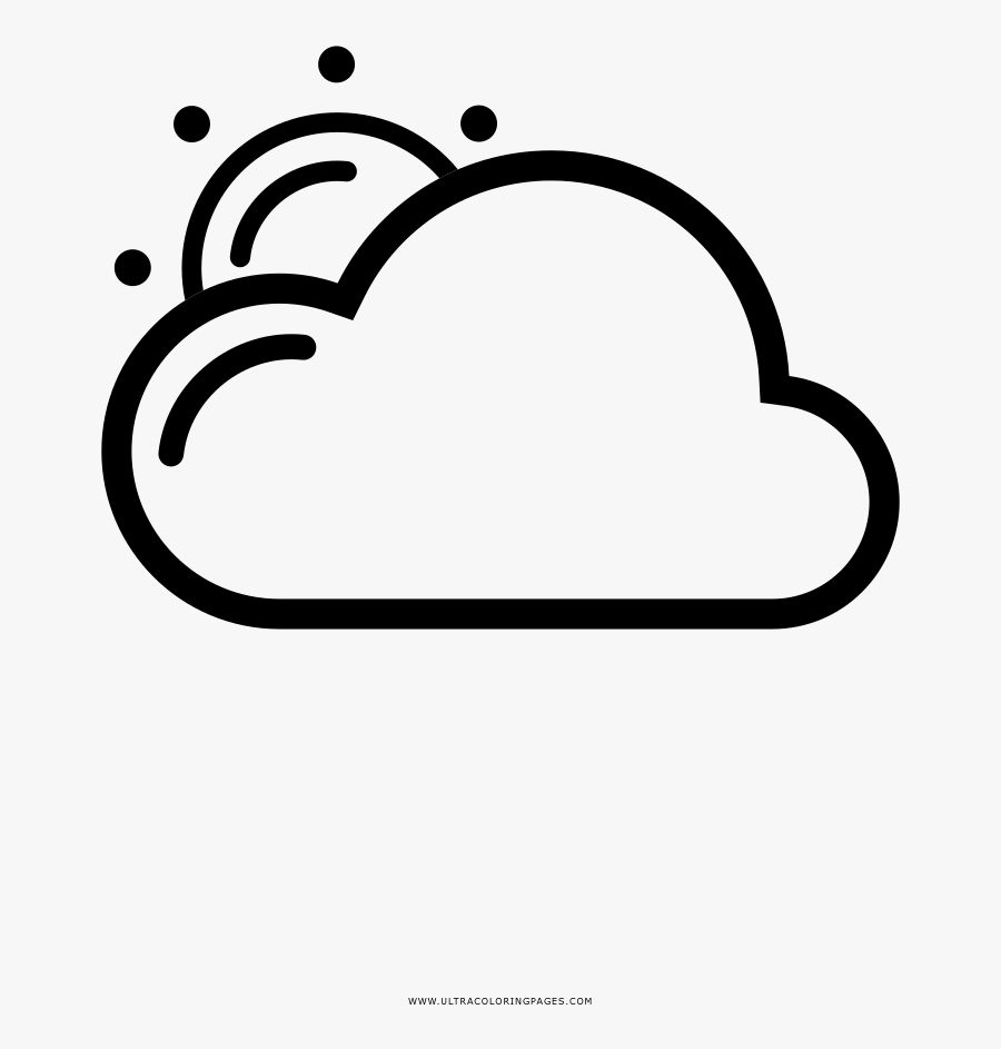 Partly Cloudy Clipart Coloring Page, Printable Partly - Line Art, Transparent Clipart