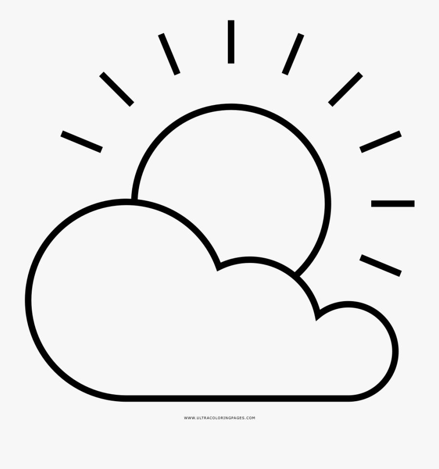 Partly Cloudy Coloring Page - Partly Cloudy Para Colorear, Transparent Clipart