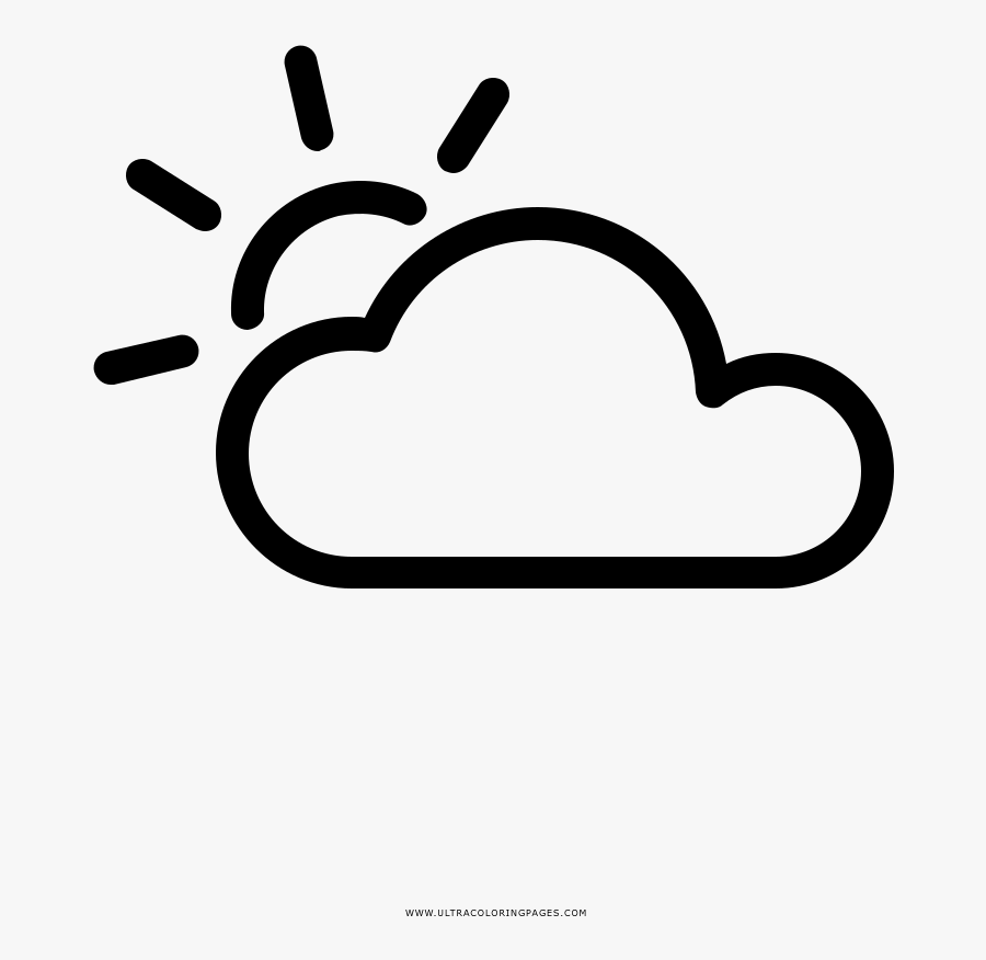 Partly Cloudy Coloring Page - Line Art, Transparent Clipart