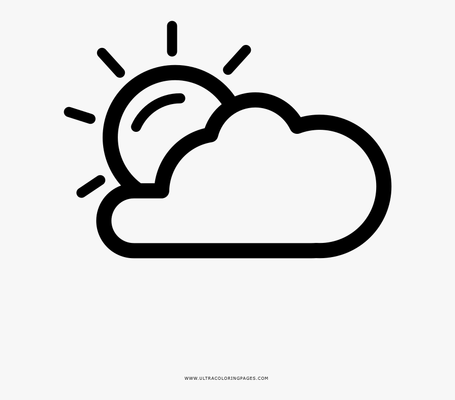 Partly Cloudy Coloring Page - Heart, Transparent Clipart