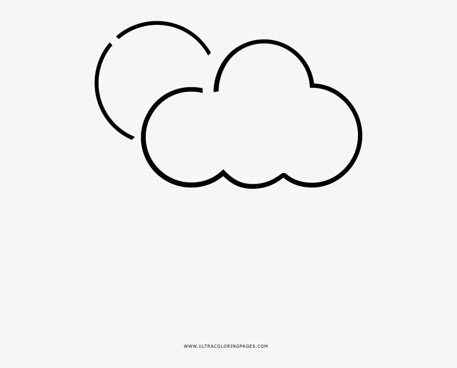 Partly Cloudy Coloring Page - Line Art, Transparent Clipart