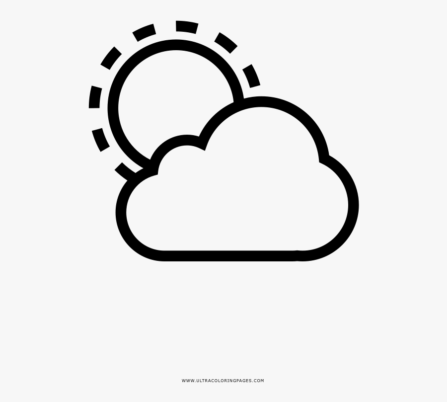 Partly Cloudy Coloring Page - Line Art, Transparent Clipart