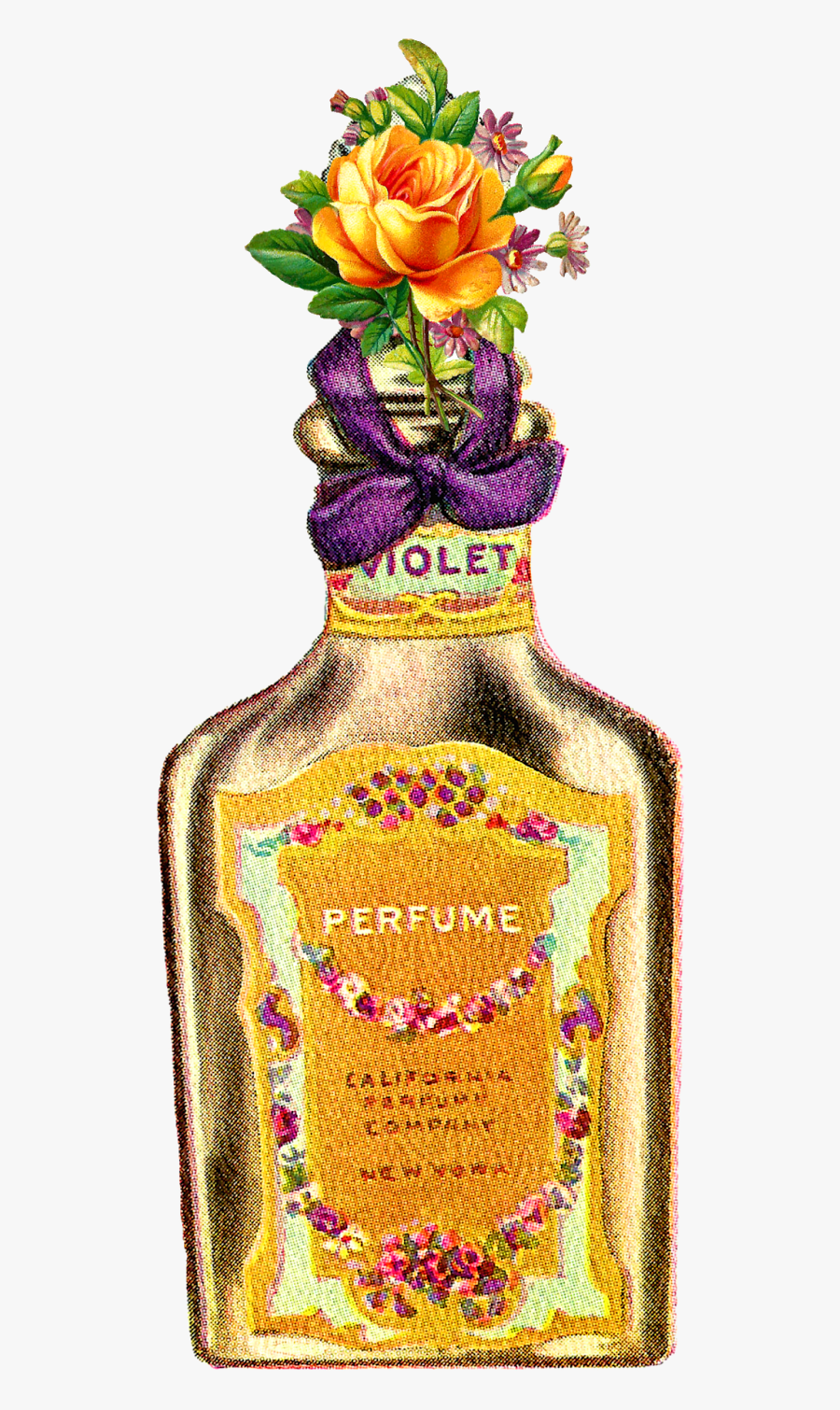 I"ve Digitally Added Beautiful Rose Images To The Bottles, - Vintage Perfume Bottle Png, Transparent Clipart