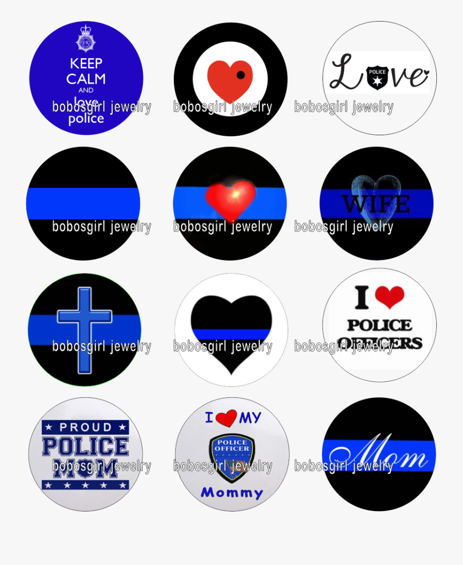 5pcs/set Love Police Glass Snap Button Cabochon Bloom, Transparent Clipart
