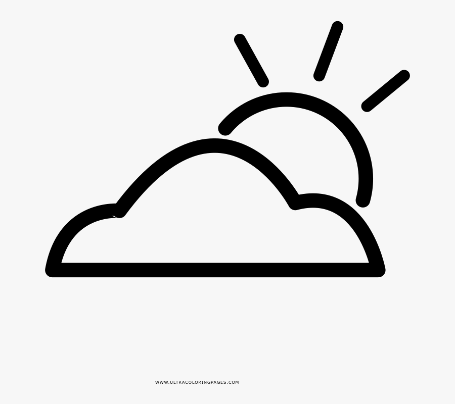 Partly Cloudy Clipart Black Coloring Page, Printable, Transparent Clipart