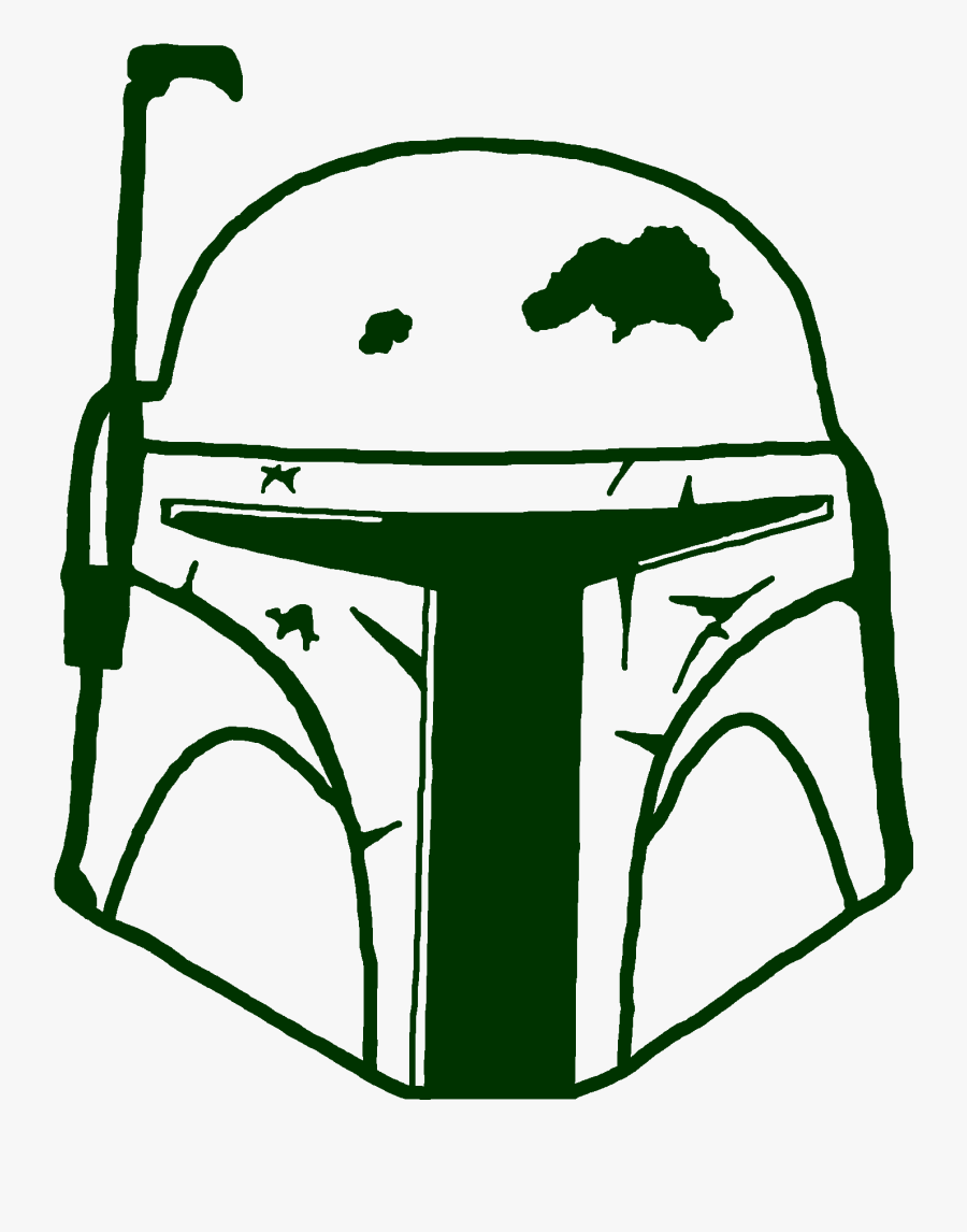 Boba Fett Helmet - Boba Fett Helmet Black And White, Transparent Clipart