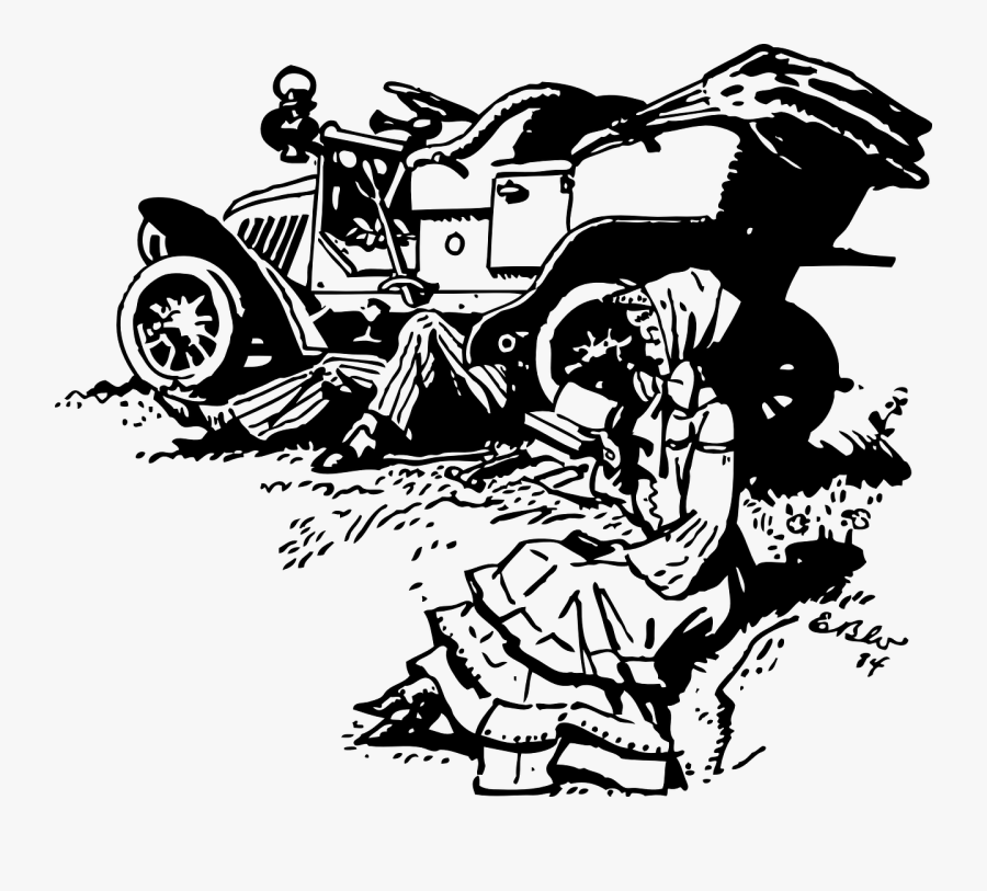 Car Mechanic Clipart Black And White - Story In The Past Continous, Transparent Clipart
